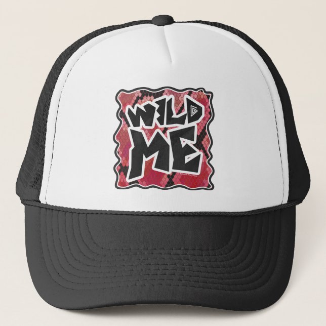 Casquette Serpent Noir et Rouge Imprimé Me Wild (Devant)