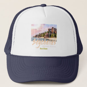 Casquette Seychelles Océan Indien coucher de soleil vintage