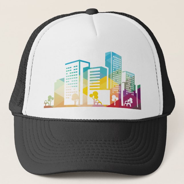 Casquette silhouette cityscape bâtiment icône couleur ville (Devant)