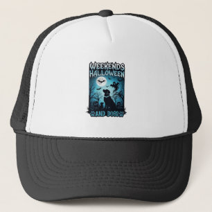 Casquette Silhouette de chiens fantômes pleine lune Hallowee