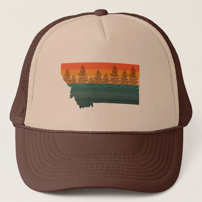 Casquette Silhouette de l'arbre d'état du Montana (Devant)