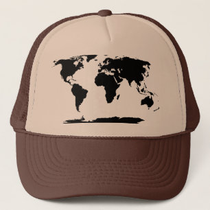 Casquette Silhouette noire de carte du monde