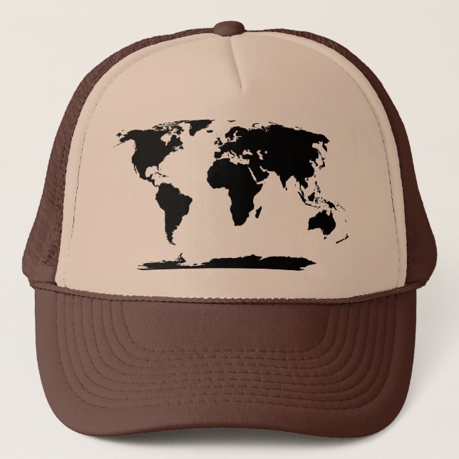 Casquette Silhouette noire de carte du monde (Devant)
