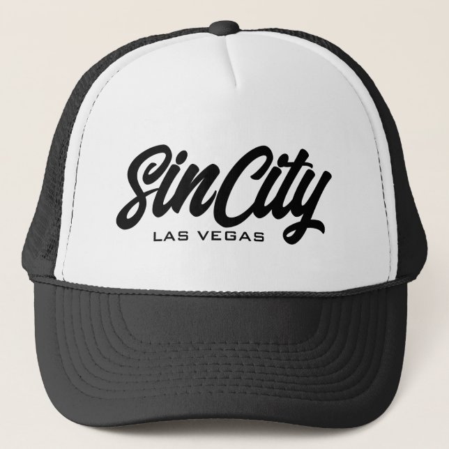 Casquette Sin City Las Vegas script typographie camionneur c (Devant)