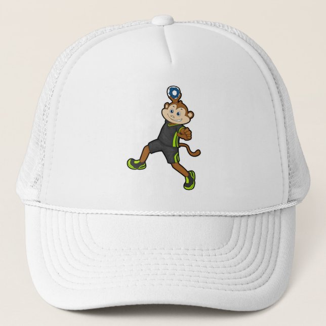 Casquette Singe à Handball joueur avec Handball (Devant)