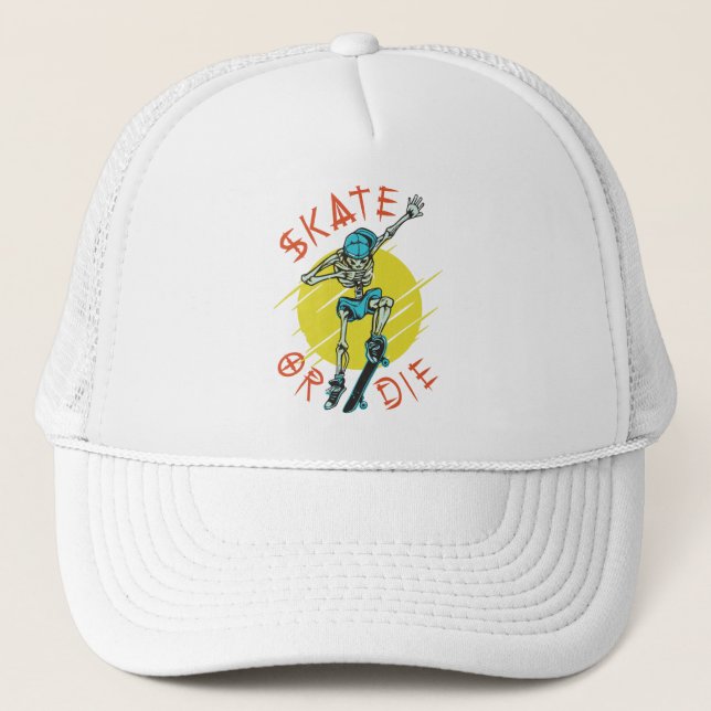 Casquette Skate ou die Skeleton Skateboarder (Devant)