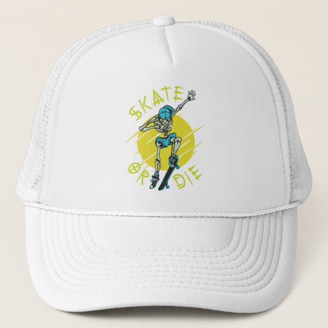 Casquette Skate ou die Skeleton Skateboarder (Devant)