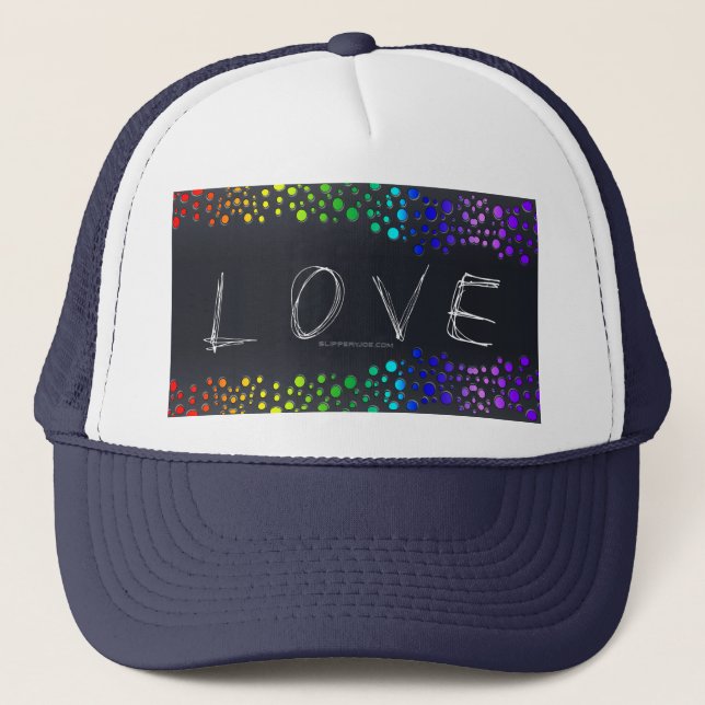 Casquette SlipperyJoe amour bulles rouge orange jaune vert c (Devant)