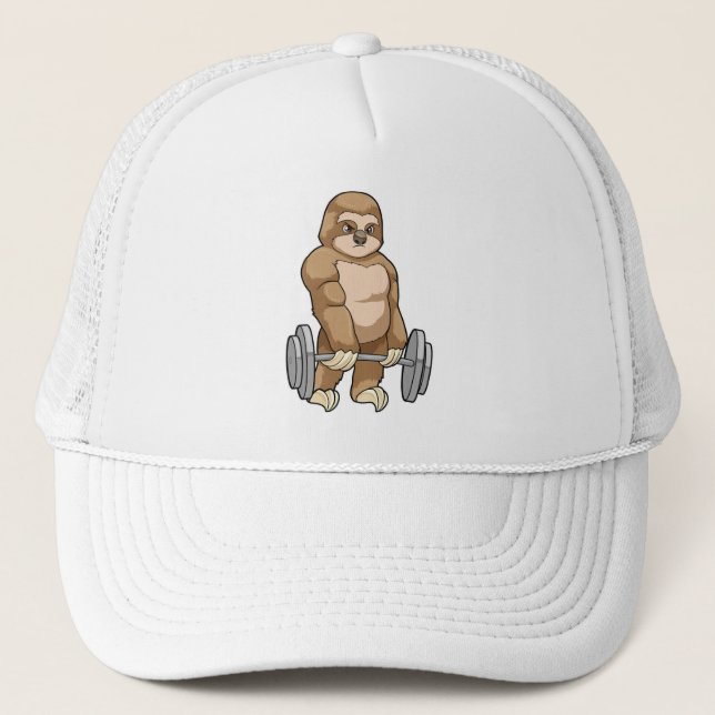 Casquette Sloth au Bodybuilding avec Barbell (Devant)