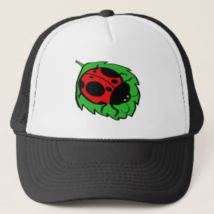 Casquette Smiling Ladybug sur une feuille verte