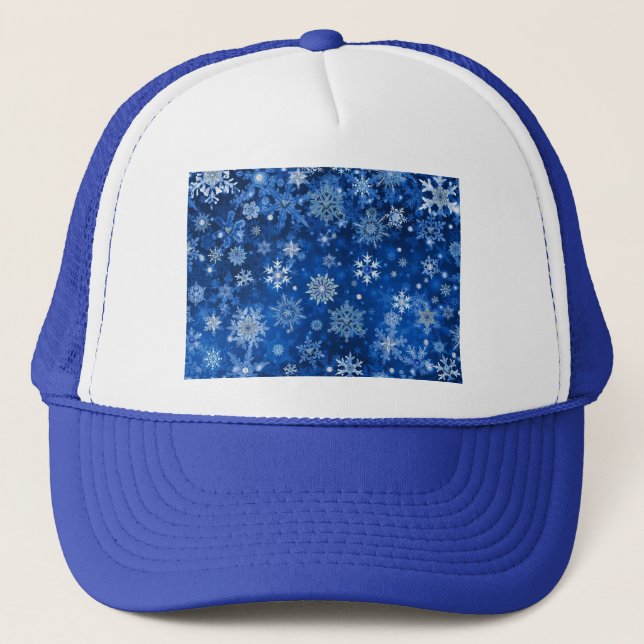 Casquette Snowflakes de Noël Bleu et argent (Devant)
