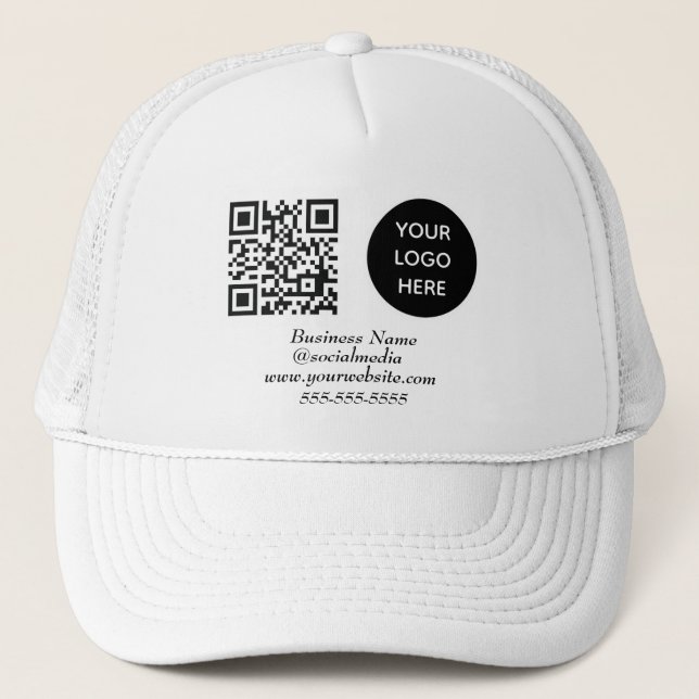 Casquette Social media QR Code Black Modern Business Logo (Devant)
