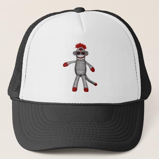 Casquette Sock singe Sugar Skull Day of the Dead (Devant)