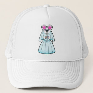 Casquette Souris comme mariée avec bouquet de fleurs