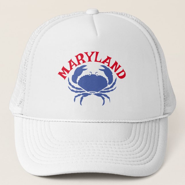 Casquette Souvenir Maryland Crabe bleu Voyage Rouge Blanc Bl (Devant)