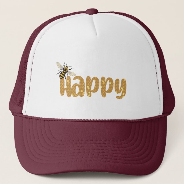 Casquette Soyez Mignonne Soyez Heureux Nature Miel Bee Honey (Devant)
