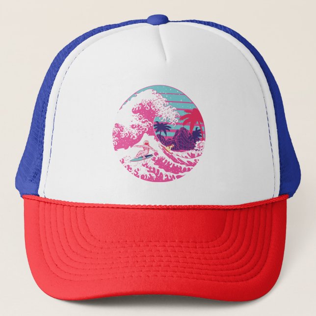 Casquette Spaceman surfant La Grande vague (Devant)