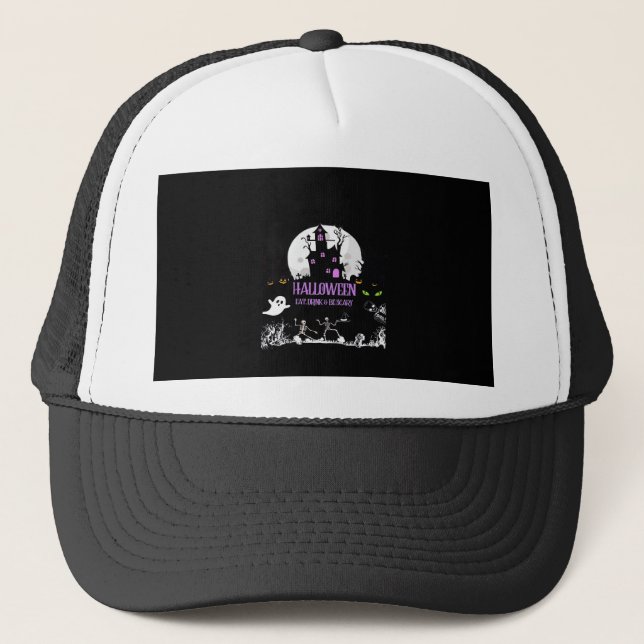 Casquette Spooky Halloween Eat Drink And Be Scary Classic (Devant)