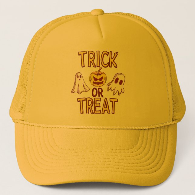 Casquette Spooky Trick or Treat Halloween - ghosts & pumpkin (Devant)