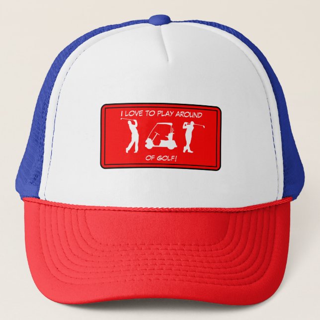 Casquette Sport Golf Blanc Silhouette Trucker Chapeau (Devant)