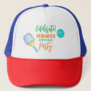 Casquette Sports Party Watercolor Pickleball thème Anniversa