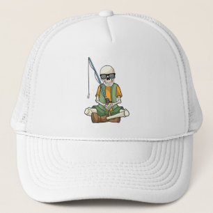 Casquette Squelette à la pêche avec canne à pêche