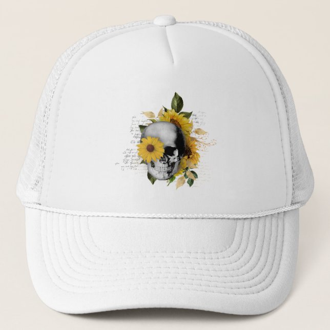 Casquette Squelette de tournesol gothique (Devant)