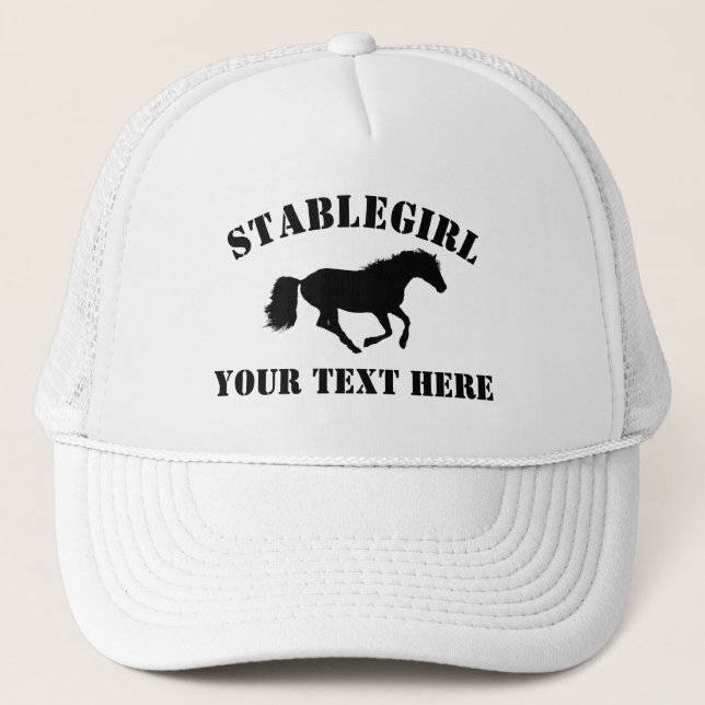 Casquette Stablegirl avec cheval et texte personnalisé (Devant)