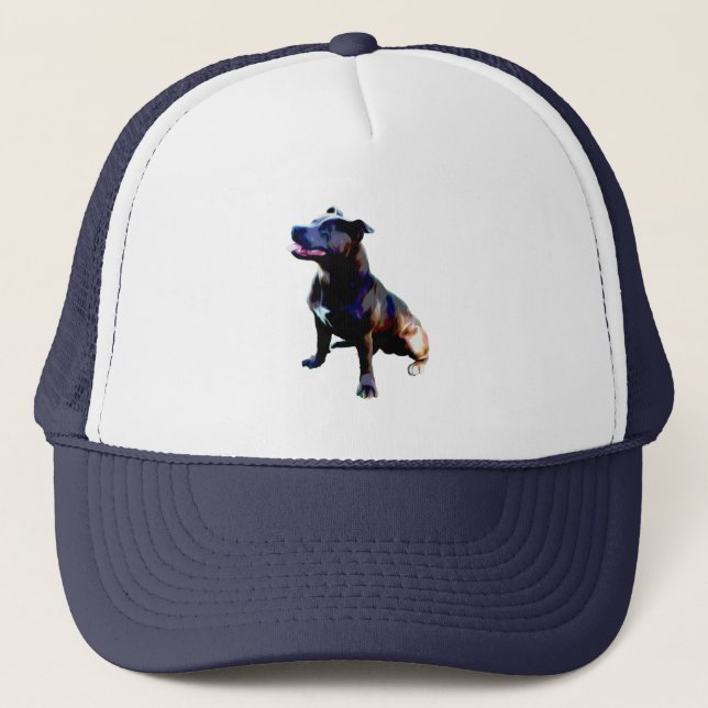 Casquette Staffordshire Bull Terrier Peint, (Devant)