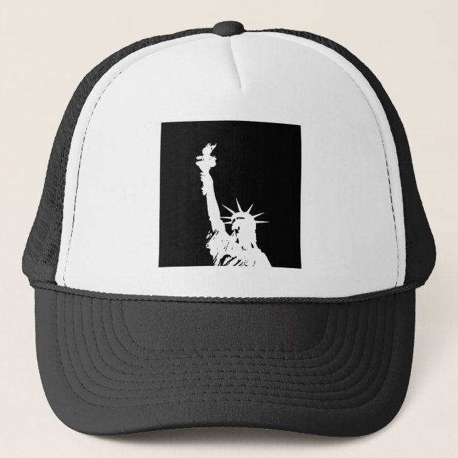 Casquette Statue d'Art Pop Noir & Blanc de Liberty Silhouett (Devant)