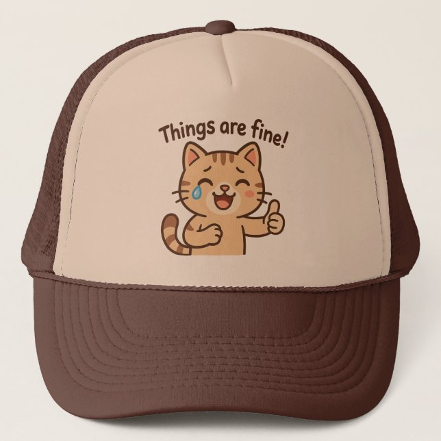 Casquette Sticker en Pleurant - "Tout va bien !" Panier amus (Devant)