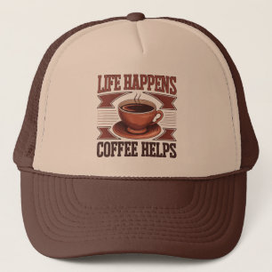Casquette Superbe café art rétro avec des mots 