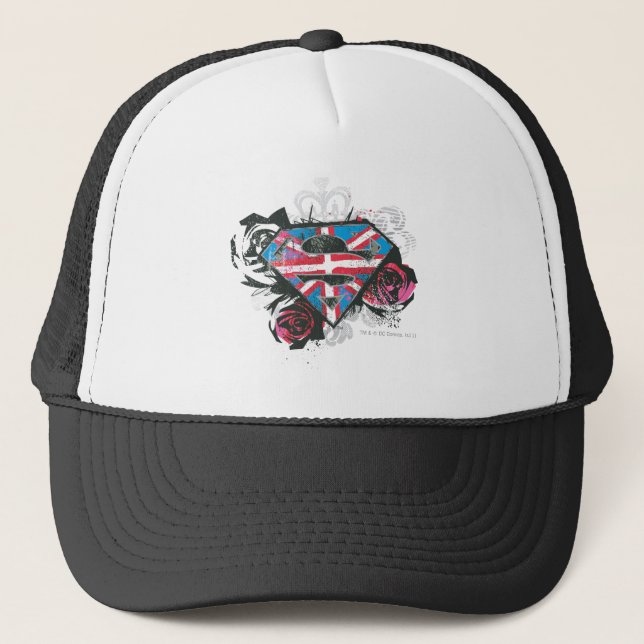 Casquette Supergirl British Drapeau et Roses (Devant)