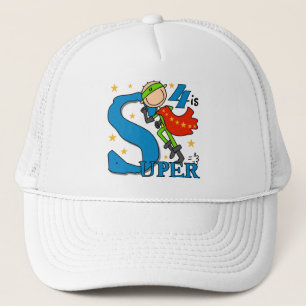 Casquette Superhero Boy 4th Birthday Tshirts et cadeaux