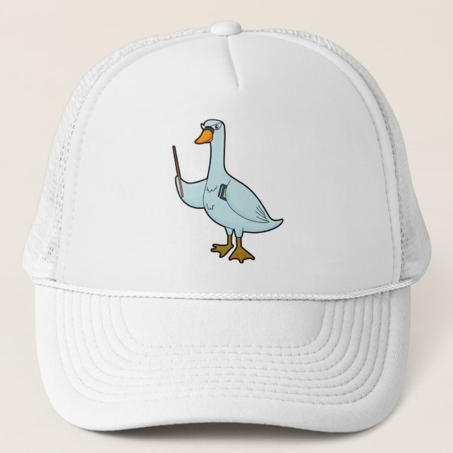 Casquette Swan en tant qu'enseignant avec livre et pointeur (Devant)