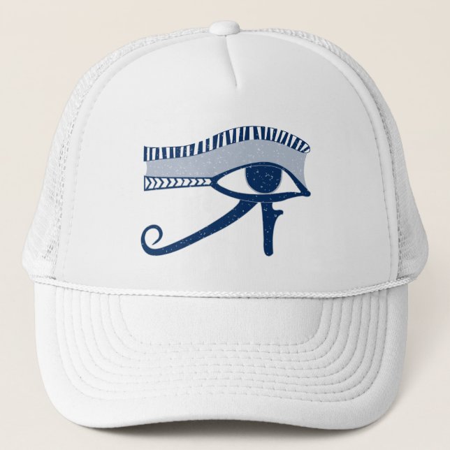 Casquette Symbole de l'oeil de Horus Bleu Blanc (Devant)