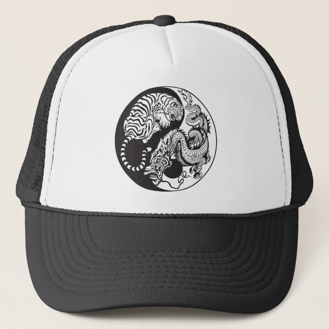 Casquette symbole de yang de yin de dragon et de tigre (Devant)