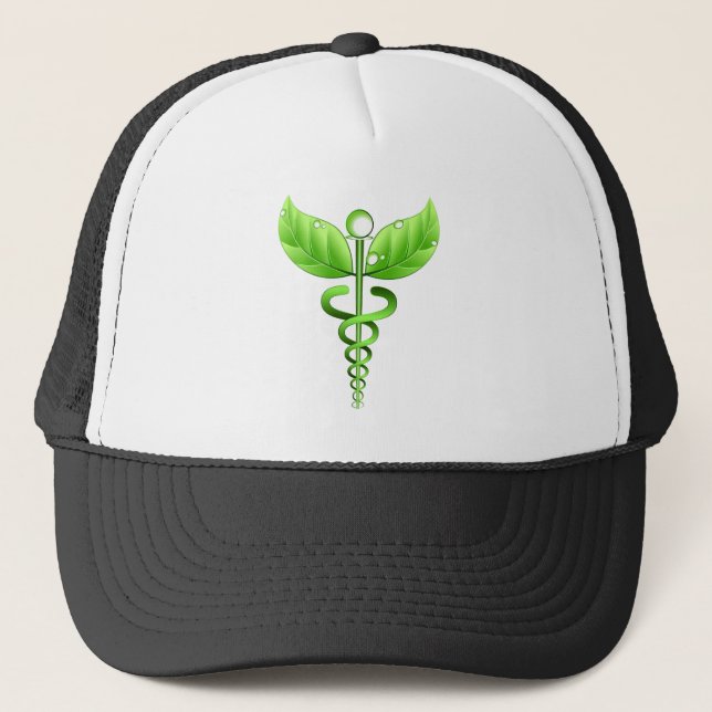 Casquette Symbole Médicale Vert Caduceus Médecine alternativ (Devant)