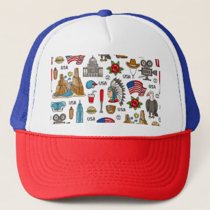 Casquette Symboles USA Vintage Motif sans couture