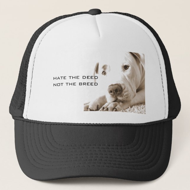 Casquette sympathique pitbull blanc endormi acte de haine ne (Devant)