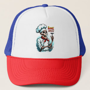Casquette T-Shirt d'Halloween Bone Appetit - Chef squelette