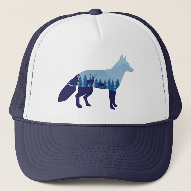 Casquette T-shirt Fox In Mountain Forest (Devant)