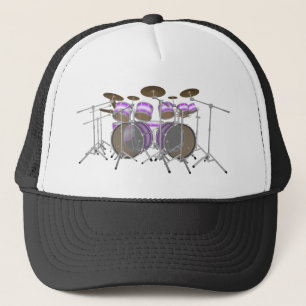 Casquette Tambours : Kit de tambour violet et blanc : Modèl