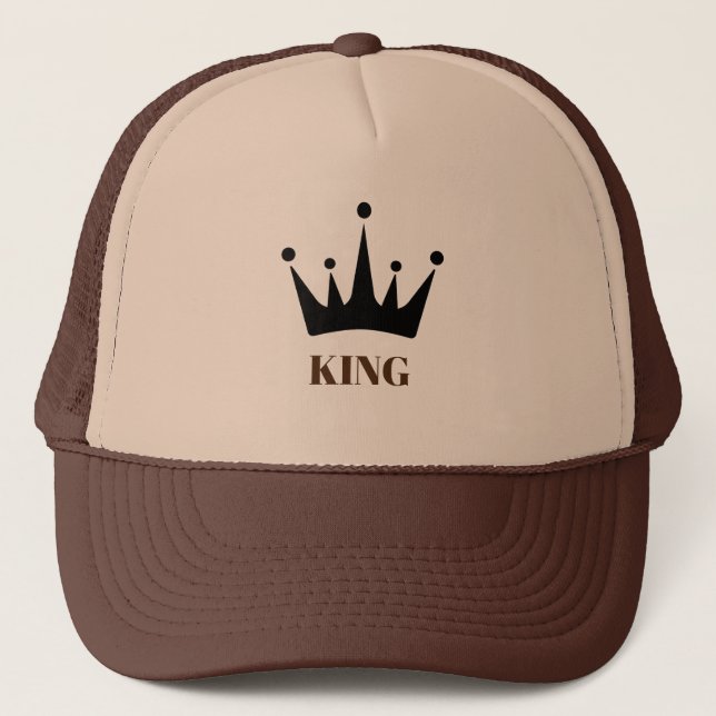 Casquette Tan et Brown King texte et couronne image (Devant)
