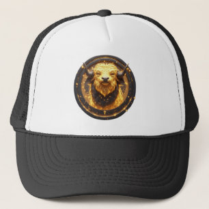 Casquette Taureau doré à l'intérieur d'une roue zodiacale ci