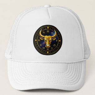 Casquette Taureau doré à l'intérieur d'une roue zodiacale ci