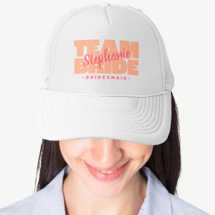 Casquette Team Bride Bridesmaid Mariage Soirée Retro Peach