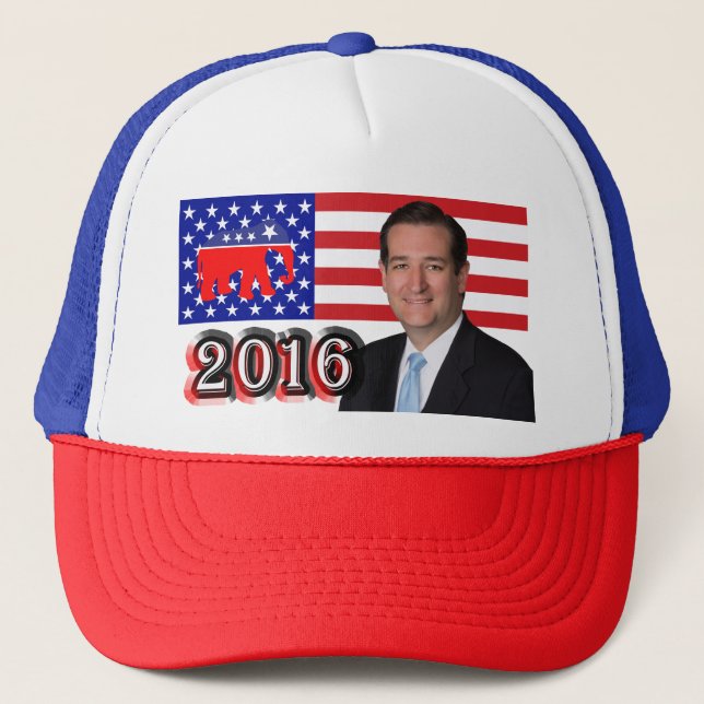 Casquette Ted Cruz 2016 - Drapeau et éléphant américains (Devant)