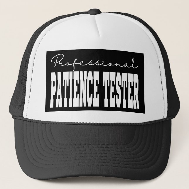 Casquette Tester de patience professionnel Typographie blanc (Devant)