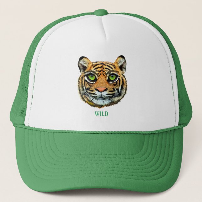 Casquette Tête de jeune tigre sauvage & Calligraphie (Devant)